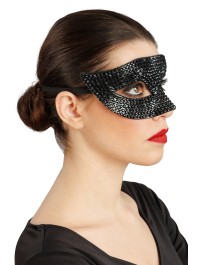 HALB MASKE STRASS DIAMONDS SCHWARZ 17CM X 8CM X 8.5CM