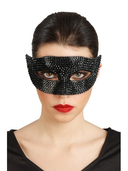 DEMI MASQUE STRASS DIAMONDS NOIR 17CM X 8CM X 8.5CM