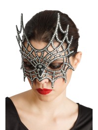 SILVER STRASS SPIDERWEB HALF MASK 21CM X 2.5CM X 20CM
