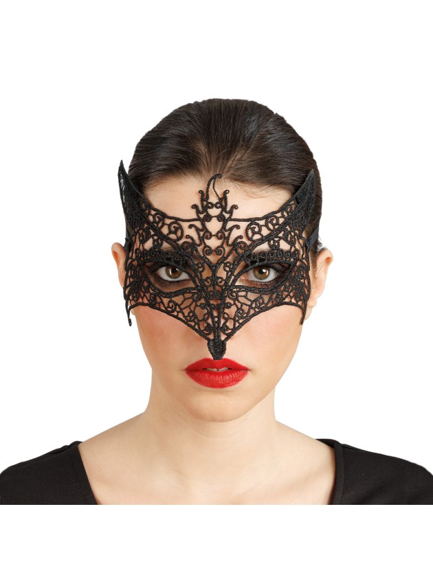 HALB MASKE SPITZE SCHWARZ 22CM X 0.2CM X 14CM