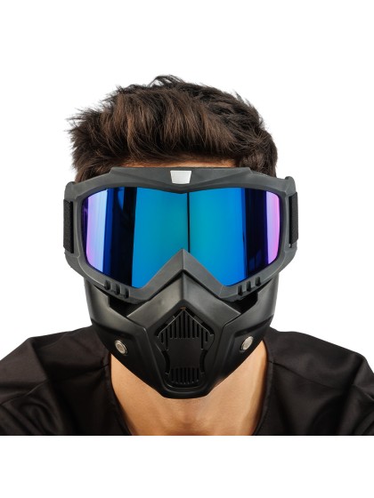 MASKE BLOC SCHWARZ BRILLE REFLET BLAU 19CM X 5CM X 19CM