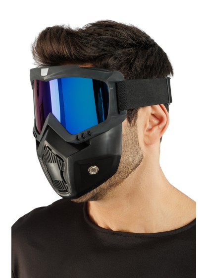 MASKE BLOC SCHWARZ BRILLE REFLET BLAU 19CM X 5CM X 19CM