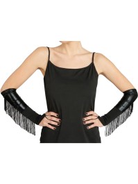 HANDSCHUHE MIT FRANSENS SCHWARZ Einheitsgröße - 36CM