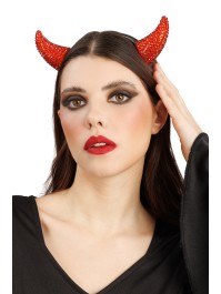 PINCE A CHEVEUX CORNES DIABLE STRASS ROUGES 6.5CM X 3CM X 7.5CM