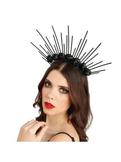 BLACK ROSES CROWN HEADBAND 37CM X 2CM X 30CM