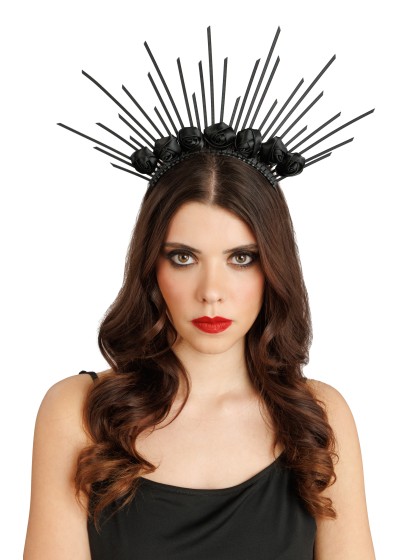 BLACK ROSES CROWN HEADBAND 37CM X 2CM X 30CM