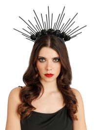 SERRE-TETE COURONNE ROSES NOIRES 37CM X 2CM X 30CM