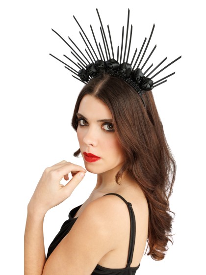 BLACK ROSES CROWN HEADBAND 37CM X 2CM X 30CM