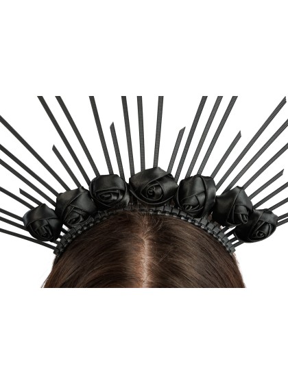 SERRE-TETE COURONNE ROSES NOIRES 37CM X 2CM X 30CM