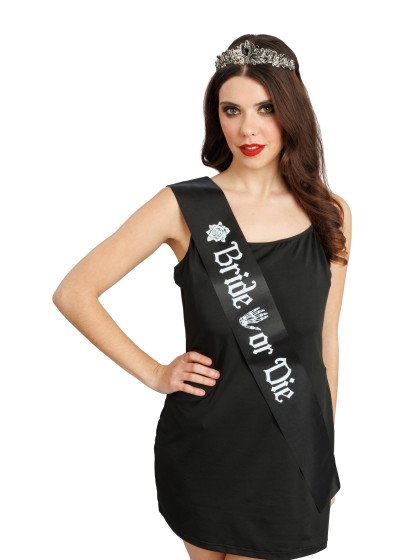 KIT BRIDE OR DIE - 2 PCS ECHARPE ET DIADEME ECHARPE: 9.5CM X 80CM DIADEME14.5CM X 16CM X 4CM