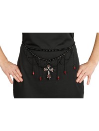 GÜRTEL PERLEN SCHWARZ UND CROIX 70CM X 0.5CM X 16CM