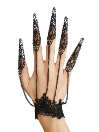 BIJOU DE MAIN DENTELLE ET METAL NOIR 15CM X 1CM X 22CM