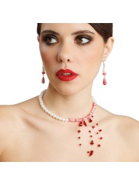 ACCESSORIES 2 PCS SET - BLOODY BEADS NECKLACE AND EARRINGS NECKLACE: 35CM X 0.5CM X 12CM EARRINGS: 0.8CM X 0.8CM X 6CM