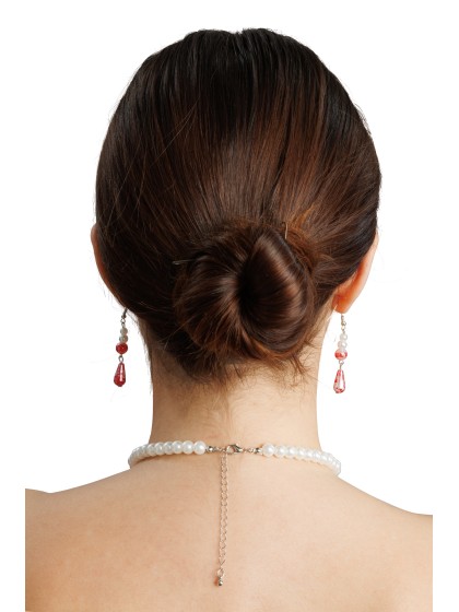 SET 2 PCS - HALSKETTE OHRRINGE PERLEN BLUTVERSCHMIERT HALSBAND: 35CM X 0,5CM X 12CMBO: 0,8CM X 0,8CM X 6CM