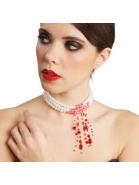 COLLIER PERLES ENSANGLANTEES 31CM X 0.5CM X 11CM