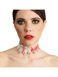 WHITE BLOODY LACE NECKLACE 32CM X 0.5CM X 6CM