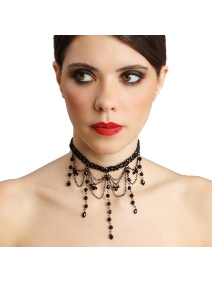 BLACK BEADS NECKLACE 30CM X 0.3CM X 11CM