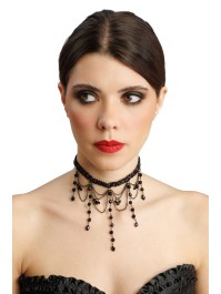 COLLIER PERLES NOIRES 30CM X 0.3CM X 11CM