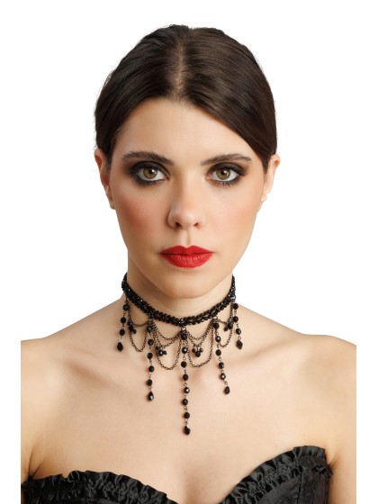 BLACK BEADS NECKLACE 30CM X 0.3CM X 11CM