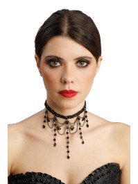 COLLIER PERLES NOIRES 30CM X 0.3CM X 11CM
