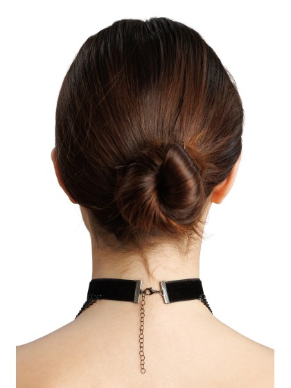 COLLIER RAS DU COU VELOURS NOIR ARAIGNEE RUBIS 30CM X 0.5CM X 9.5CM