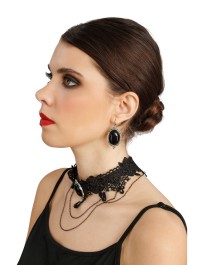 3 PCS SET - BLACK PEARL NECKLACE EARRINGS BRACELET WITH RING 