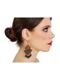 3 PCS SET - RUBY NECKLACE AND EARRINGS WITH LACE GLOVES 