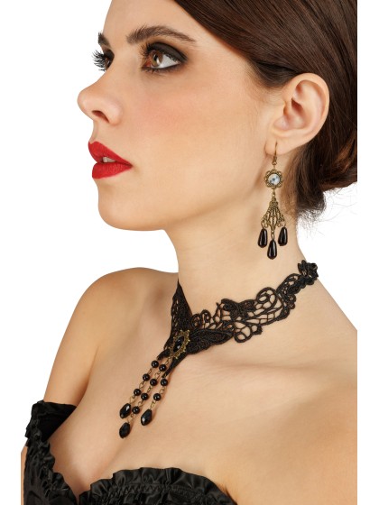 3 PCS SET - BUTTERFLY LACE NECKLACE EARRINGS BRACELET WITH RING 