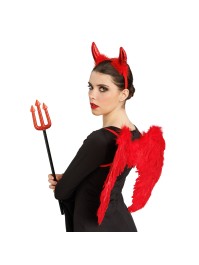 RED DEVIL SET - 3 PCS WINGS HEADBAND TRIDENT 