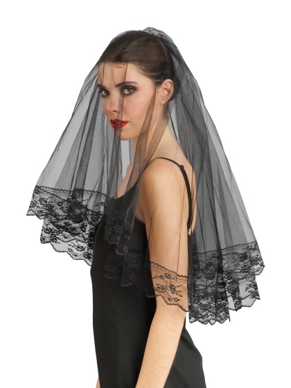 KIT DENTELLE VEUVE NOIRE - 3 PCS OMBRELLE VOILE GANTS OMBRELLE: 8CM X 8CM X 57CM VOILE: 30CM X 70CM GANTS: 9CM X 24CM