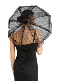 SET SPITZE VEUVE SCHWARZ - 3 PCS SONNENSCHIRM VOILE HANDSCHUHE SCHIRM: 8 CM X 8 CM X 57 CM Schleier: 30 CM X 70 CM Handschuhe