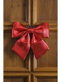 NOEUD STELLAR ROUGE BRILLANT 34CM X 5CM X 34CM