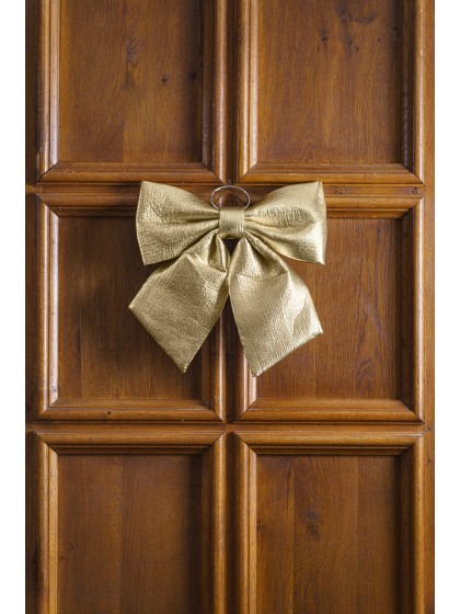 SHINY GOLD STELLAR BOW 34CM X 5CM X 34CM