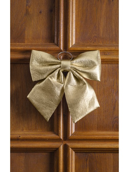 SHINY GOLD STELLAR BOW 34CM X 5CM X 34CM