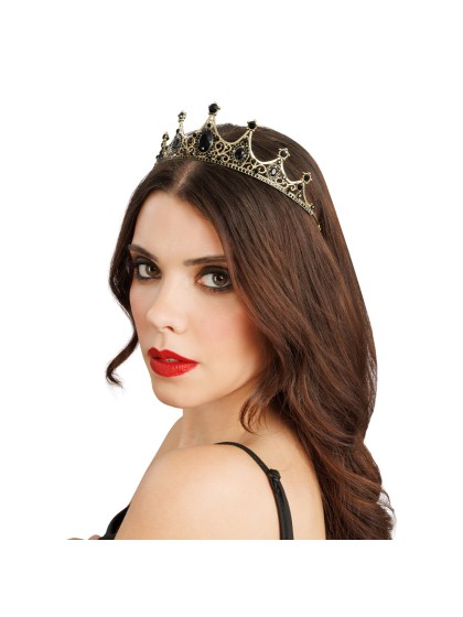 COURONNE DIADEME PERLES NOIRES 15.5CM X 12CM X 5CM