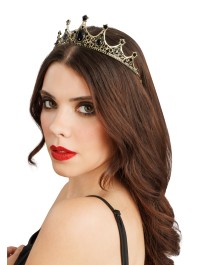 COURONNE DIADEME PERLES NOIRES 15.5CM X 12CM X 5CM