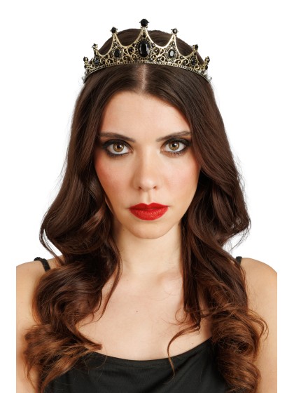 BLACK STONES CROWN TIARA 15.5CM X 12CM X 5CM