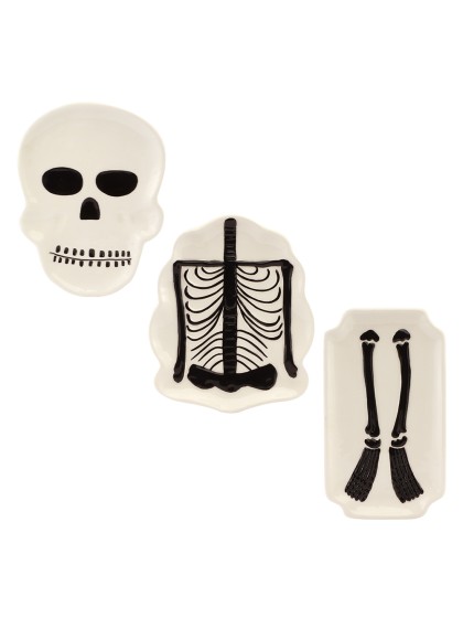 TELLER KERAMIK SKELETT WEISS SUMMERWEEN - 3 SORT. CA. 13.5CM X 1.5CM X 19CM