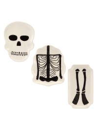 WHITE SKETELON CERAMIC PLATE - 3 ASSORTED APPROX. 13.5CM X 1.5CM X 19CM