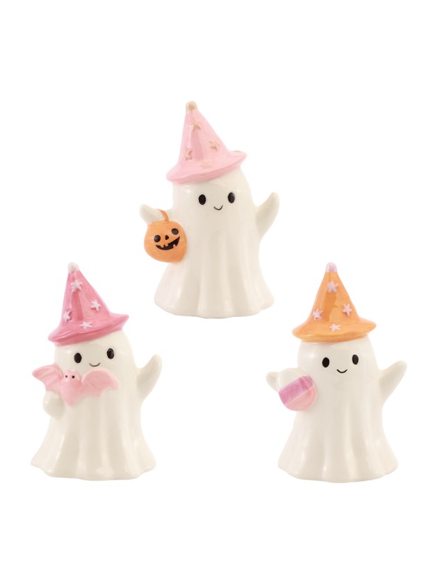 CERAMIC GHOST STAR HAT - 3 ASSORTED 9.5CM X 8CM X 15CM