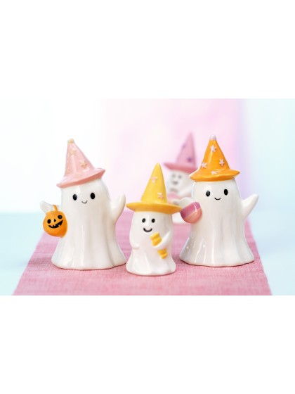 CERAMIC GHOST STAR HAT - 3 ASSORTED 9.5CM X 8CM X 15CM