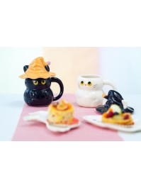 MUG TASSE CERAMIQUE CHAT AVEC CHAPEAU SUMMERWEEN - 2 ASS 14CM X 12CM X 16CM