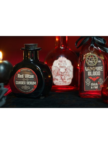 FLAKON RUND GLAS SCHWARZ CURSED SERUM 7.8CM X 4.5CM X 9.5CM