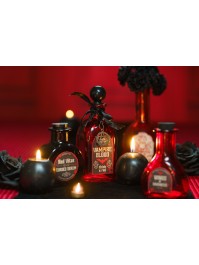 RED GLASS SQUARE BOTTLE VAMPIRE BLOOD 6.3CM X 6.3CM X 17CM