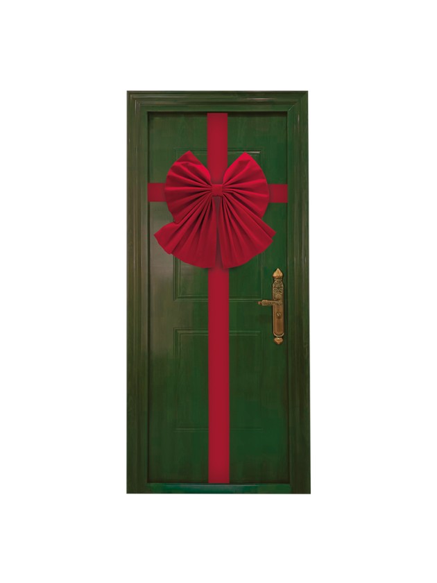 RED VELVET DOOR BOW 54CM X 3CM X 56CM