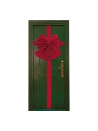 RED VELVET DOOR BOW 54CM X 3CM X 56CM
