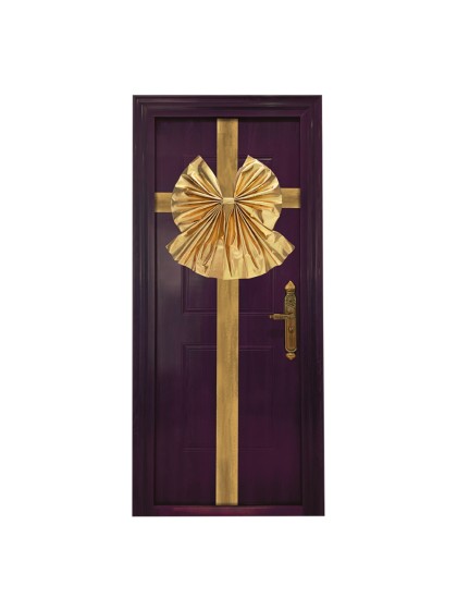 NOEUD DE PORTE BRILLANT OR METAL 52CM X 3CM X 52CM