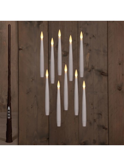 10 WHITE LED FLOATING CANDLES WITH MAGIC STICK CANDLE: 1.5CM X 1.5CM X 15CM MAGIC STICK: 2CM X 2CM X 35CM