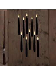 10 BOUGIES NOIRES LED FLOTTANTES AVEC BAGUETTE MAGIQUE BOUGIE: 1.5CM X 1.5CM X 15CM BAGUETTE: 2CM X 2CM X 35CM
