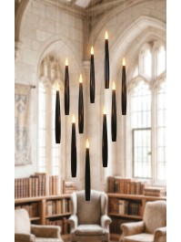 10 BOUGIES NOIRES LED FLOTTANTES AVEC BAGUETTE MAGIQUE BOUGIE: 1.5CM X 1.5CM X 15CM BAGUETTE: 2CM X 2CM X 35CM